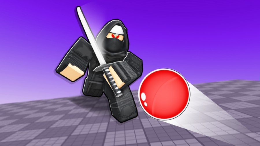 Ninja-styled character holding a katana beside the incoming ball